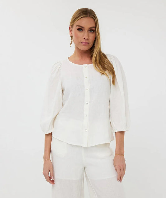 ESQUALO BLOUSE R NECK LINEN