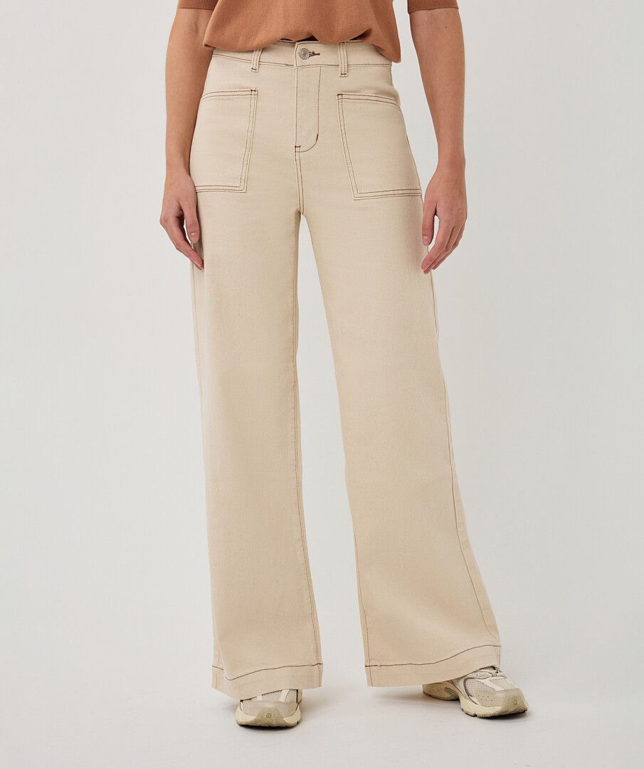 ESQUALO TWILL WIDE LEG TROUSERS