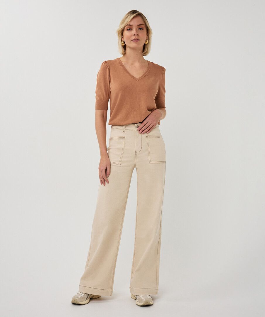 ESQUALO TWILL WIDE LEG TROUSERS