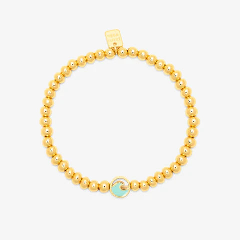 ENAMEL WAVE BALL BEAD STRETCH BRACELET