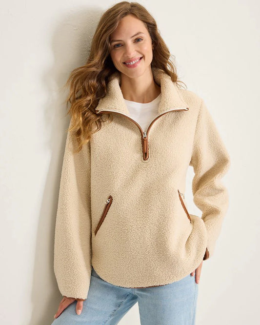 HIGH PILED FLEECE 1/4 ZIP WOMANS SWEATSHIRT