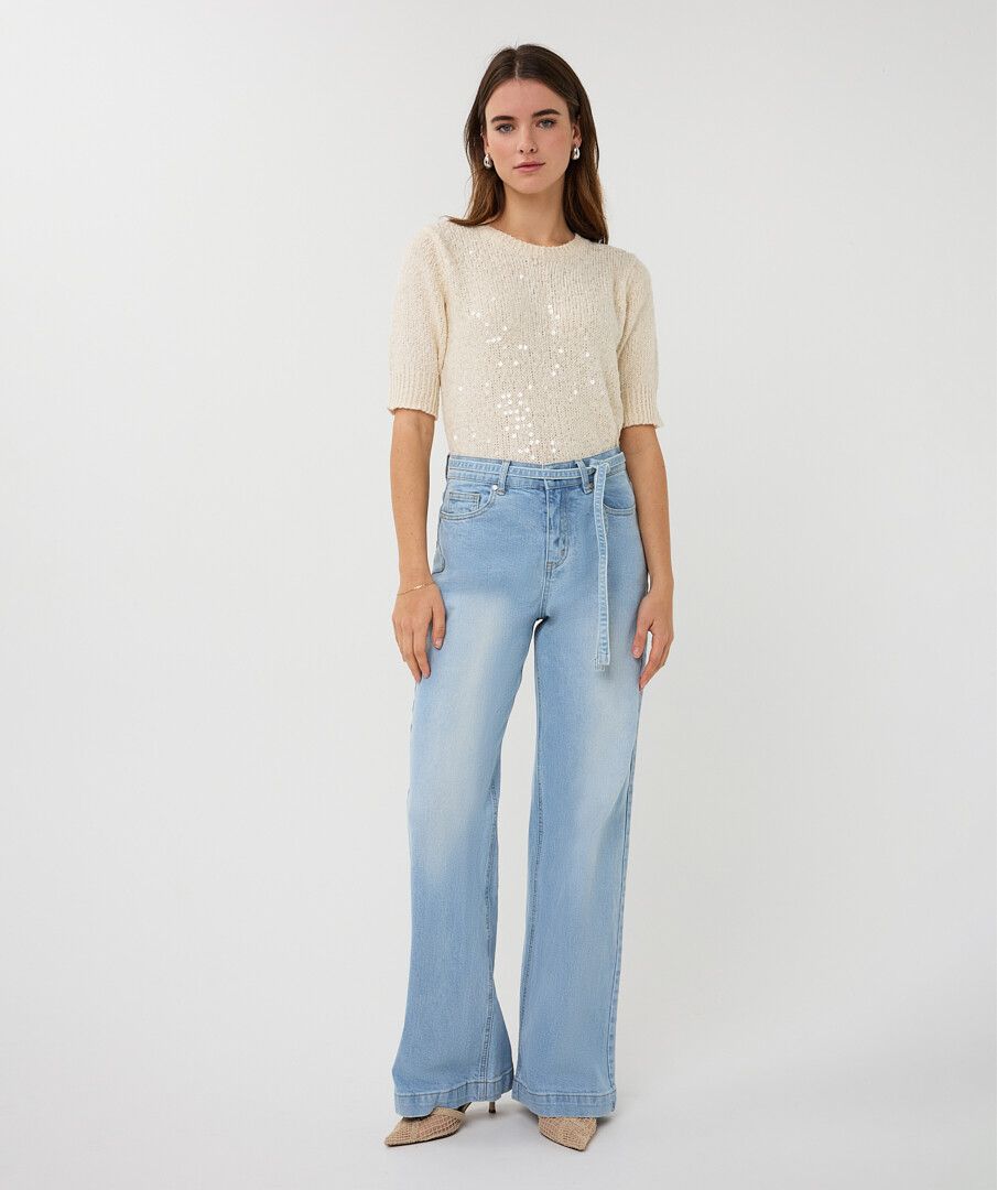 ESQUALO DENIM BELT WIDE LEG