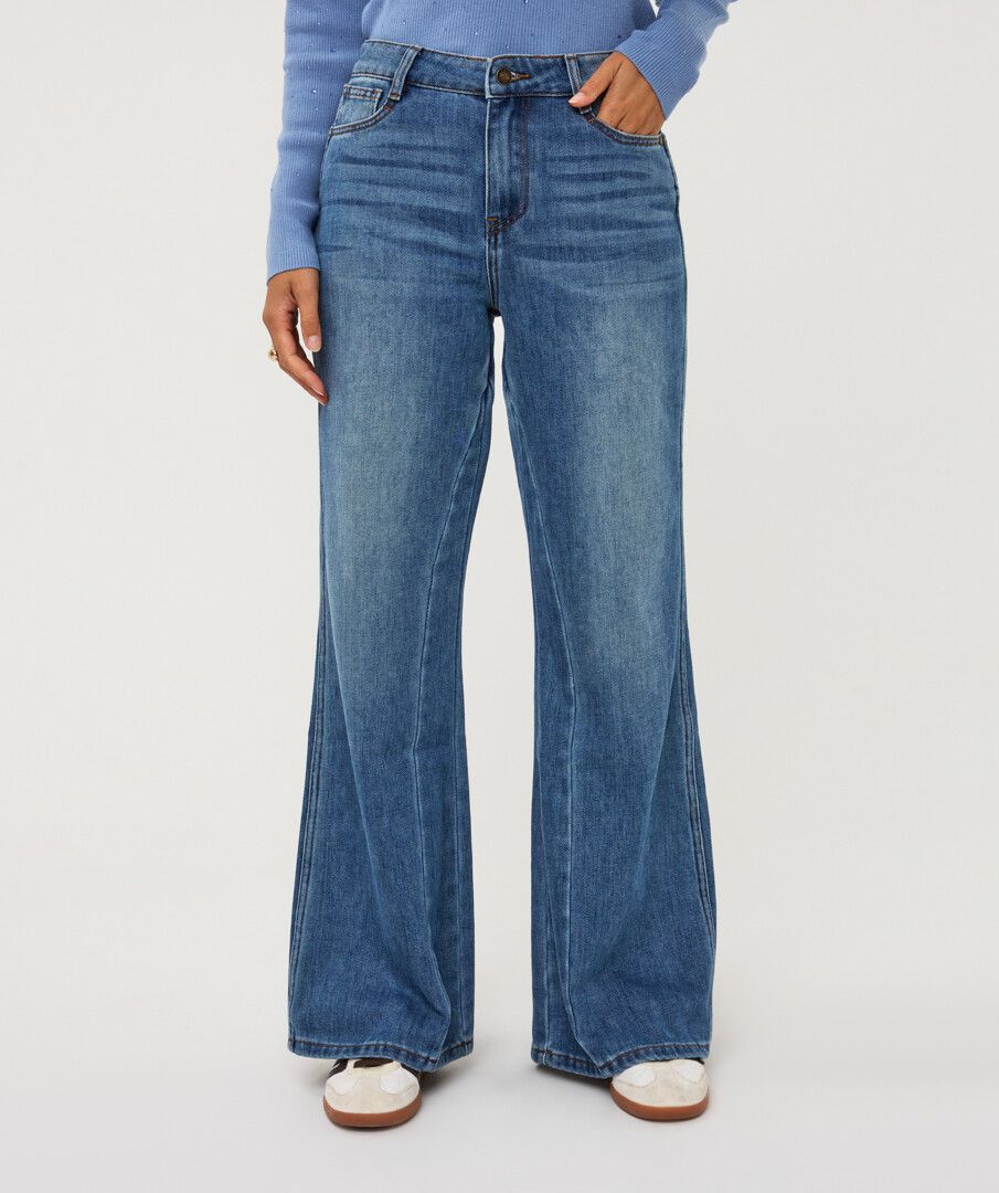 ESQUALO TROUSERS FLAIR PANELS DENIM
